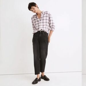 Madewell Balloon Jeans in Biscayne Wash: Raw-Hem Cropped Inseam Size 27 Tall
